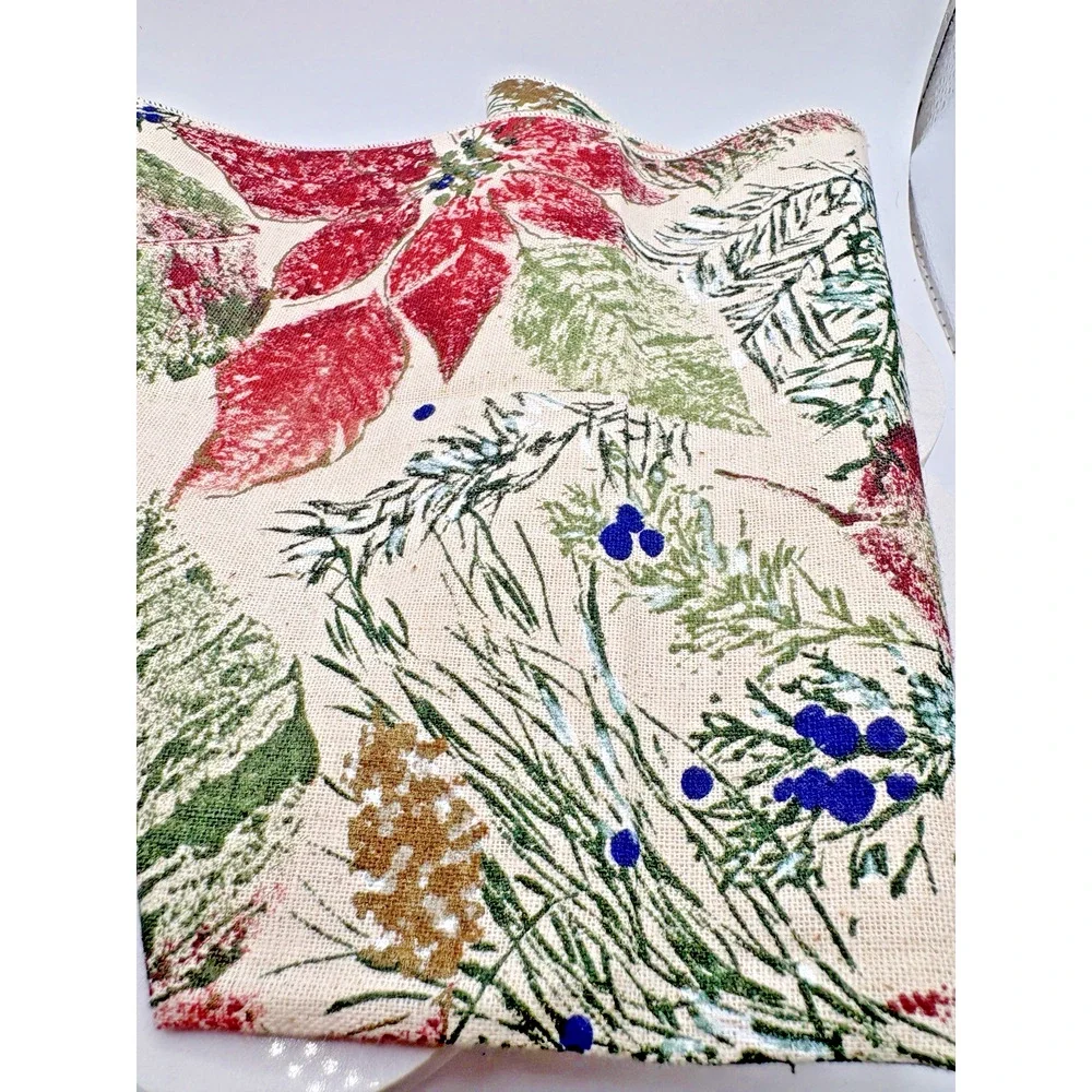 Christmas Napkins Poinsettia Pinecones Red Green Blue Holiday Pinecone 17” x 17